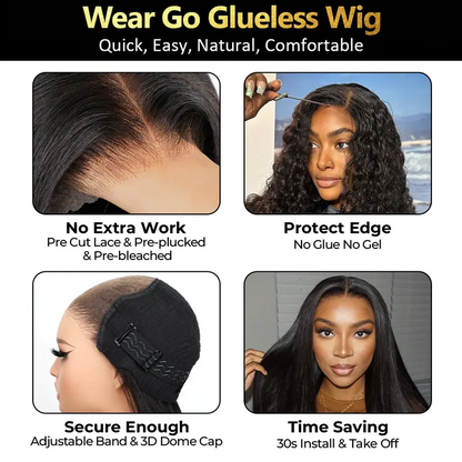 UP TO 55%OFF🔥Pre-Cut Lace Kinky Straight 360 Full Lace Frontal Glueless Wig With Invisi Drawstring Pre Plucked Human Hair Wig