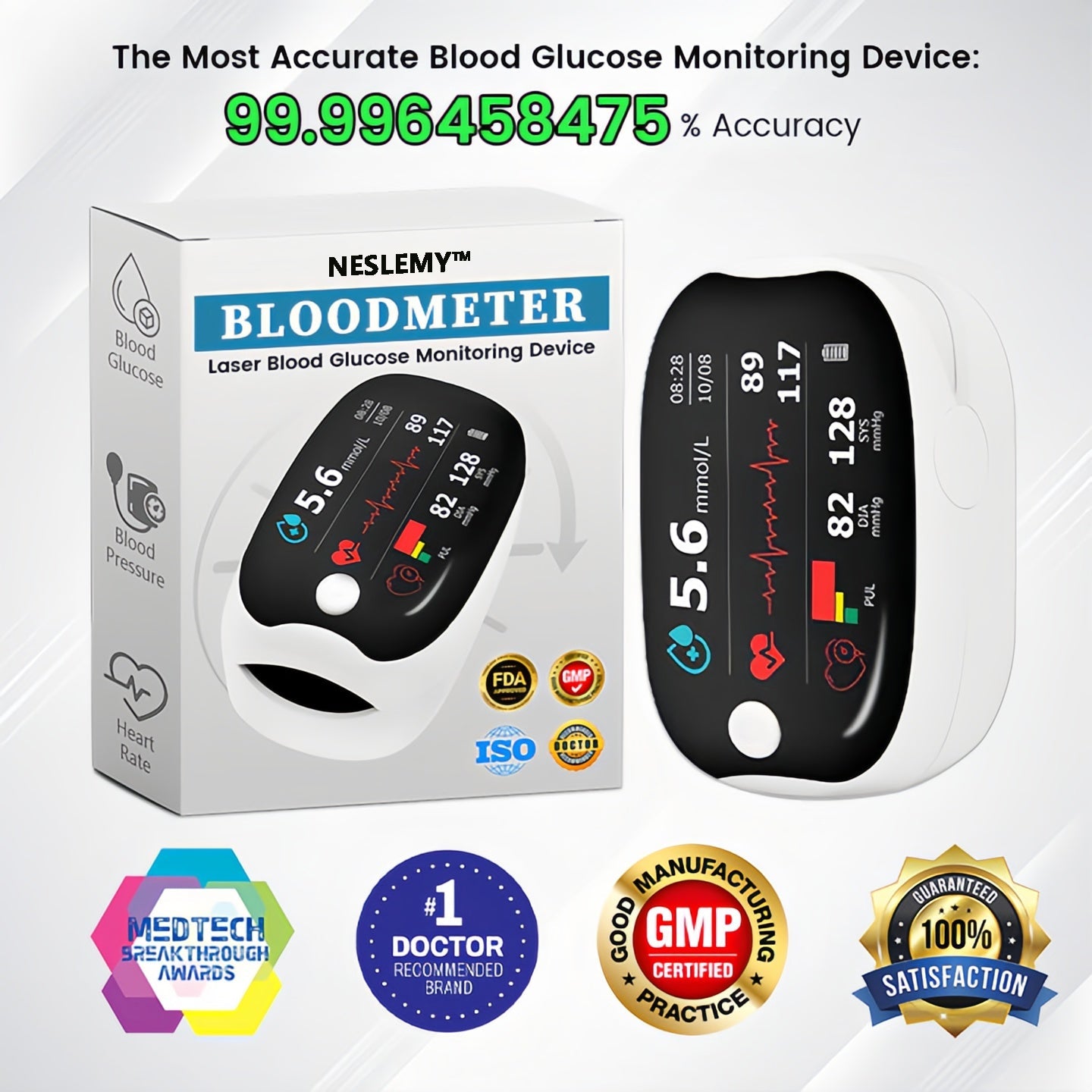 NESLEMY™ Advanced Laser Glucose Monitor – No Pricks, 99.9% Accuracy!🔥
