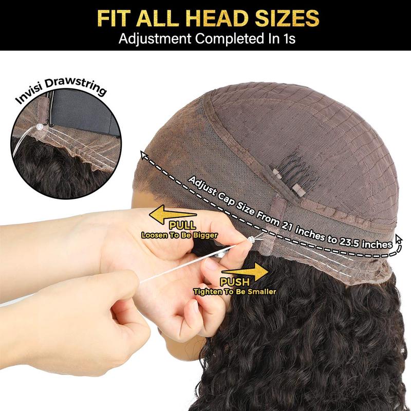 UP TO 55%OFF🔥Pre-Cut Lace Kinky Straight 360 Full Lace Frontal Glueless Wig With Invisi Drawstring Pre Plucked Human Hair Wig