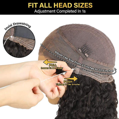 UP TO 55%OFF🔥Pre-Cut Lace Kinky Straight 360 Full Lace Frontal Glueless Wig With Invisi Drawstring Pre Plucked Human Hair Wig