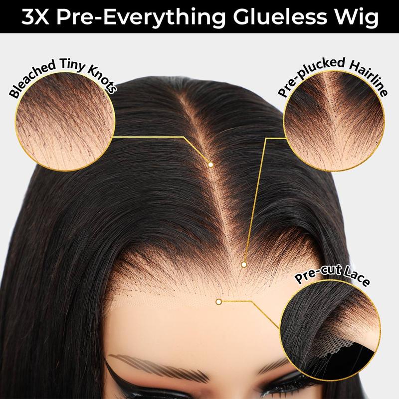UP TO 55%OFF🔥Pre-Cut Lace Kinky Straight 360 Full Lace Frontal Glueless Wig With Invisi Drawstring Pre Plucked Human Hair Wig